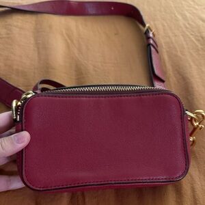 Compact Red Leather Crossbody Bag